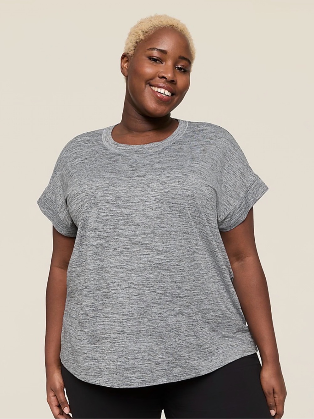 Livi Active Gray Heather Short Sleeve Crew Tee